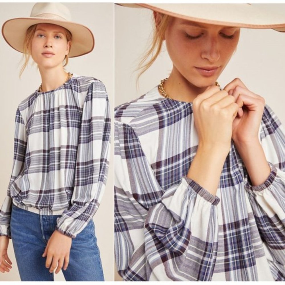 Cloth & Stone // Anthropologie Glacier Plaid Blouse